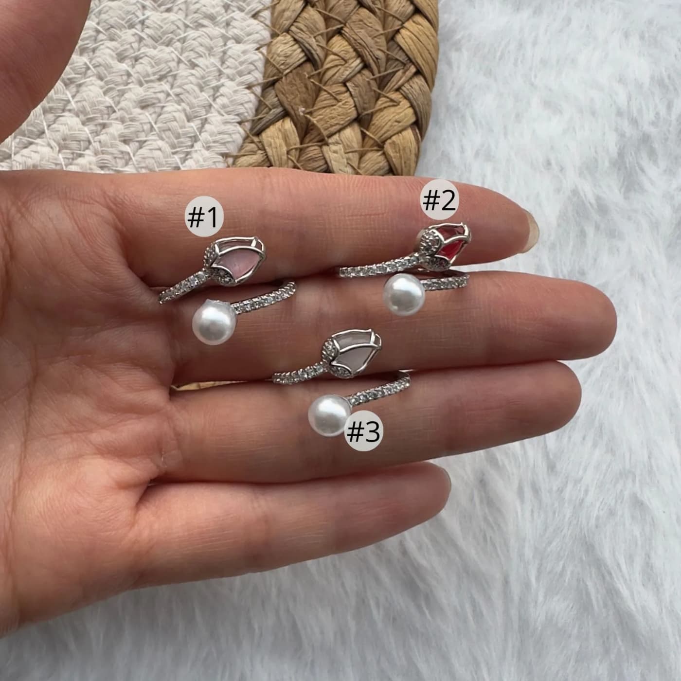 3 - Anillo suelto tulipan con perla